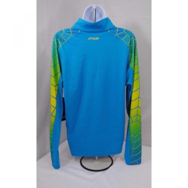 Spyder Sweater Mens Half Zip Dri Radial Web Design T Neck Blue Green Size Medium #5 image