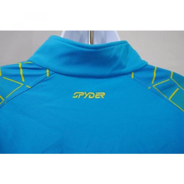 Spyder Sweater Mens Half Zip Dri Radial Web Design T Neck Blue Green Size Medium #6 image