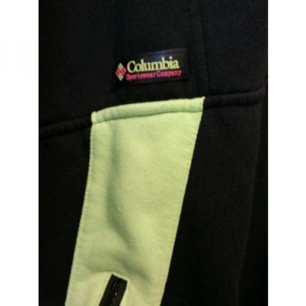 Vintage Columbia Mens Black w/ Neon Green Pink Radial Sleeve Sweatshirt Size XL #3 image