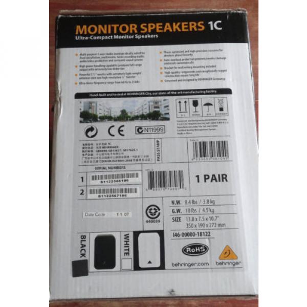 Behringer BEHRINGER 1C-BK  MONITOR SPEAKERS  (Fast Free Shipping) #2 image