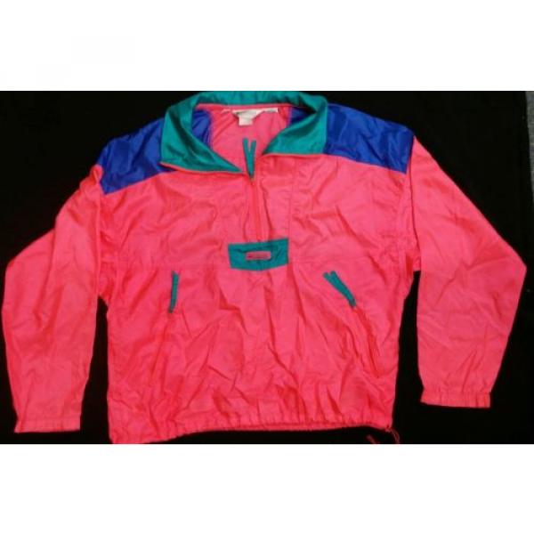 Columbia Vtg 70&#039;s 80&#039;s Retro Flourescent Pink Large Radial Sleeve Wind Jacket #1 image