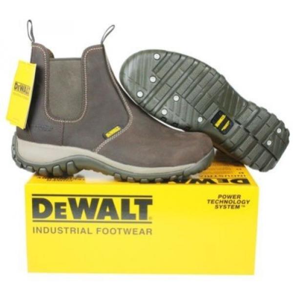 MENS DEWALT RADIAL SAFETY STEEL TOE CHELSEA DEALER BROWN PULL ON WORK BOOTS #1 image