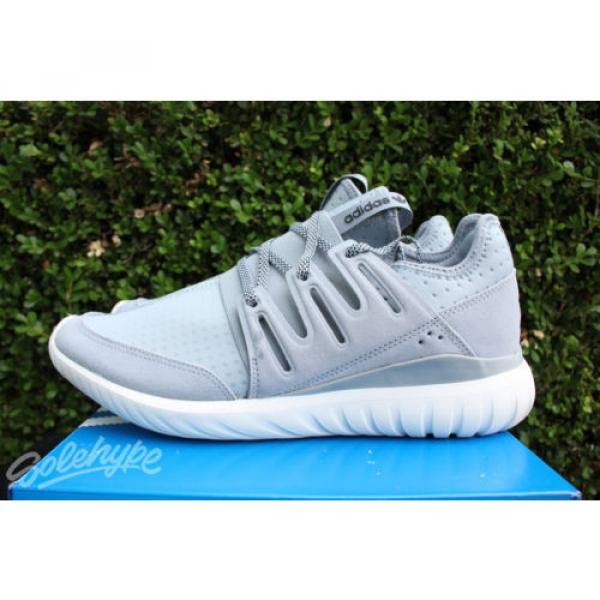 ADIDAS TUBULAR RADIAL SZ 10 LIGHT GREY CORE BLACK VINTAGE WHITE S80112 #1 image