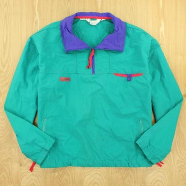 vtg 80&#039;s 90&#039;s COLUMBIA radial sleeve pullover windbreaker LARGE colorblock neon #1 image