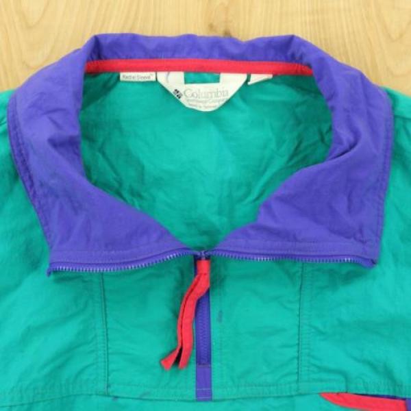 vtg 80&#039;s 90&#039;s COLUMBIA radial sleeve pullover windbreaker LARGE colorblock neon #3 image